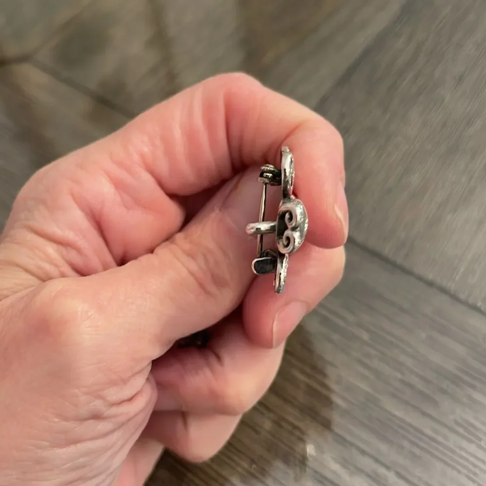 Vintage Solid Sterling Silver Silver Filigree Angel Pin - Pendant